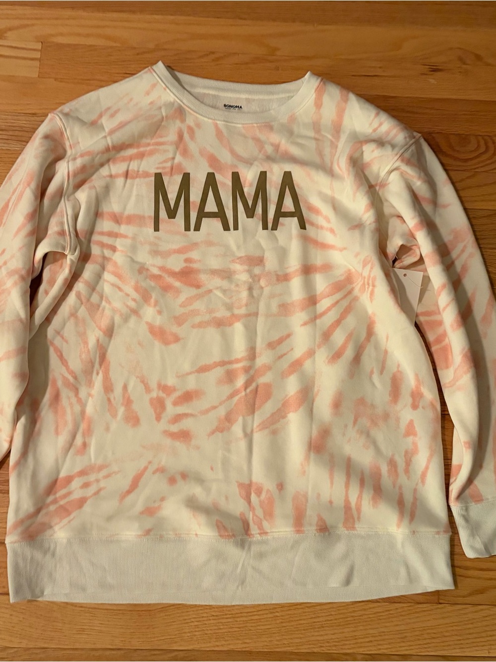 Sonoma White & Pink 'MAMA' Tie-Dye Crewneck Sweatshirt